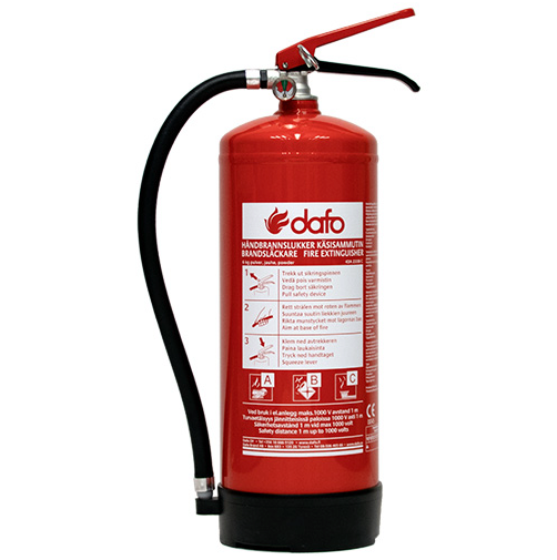 Dafo PDE 6 pulverapparat 6 kg med slange, rødt brannslukningsapparat